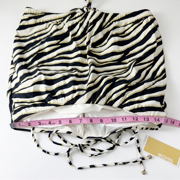 Michael Kors Tankini Swim Top Womens Large Black Gold Zebra Halter NWT MM9P302 - Picture 10 of 11